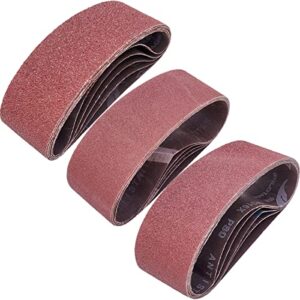 tonmp 15 pcs 3" x 21" premium sander belts - 5 each of 40 80 120 grit aluminum oxide sanding belts for belt sander (3x21 inch)