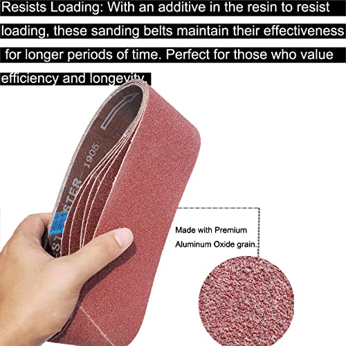 Tonmp 15 PCS 3" x 21" Premium Sander Belts - 5 Each of 40 80 120 Grit Aluminum Oxide Sanding Belts For Belt sander (3x21 inch)