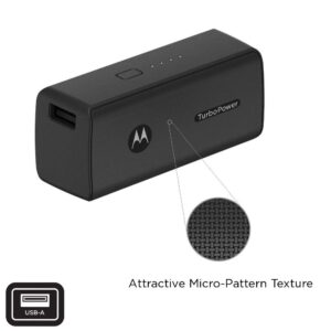 Motorola TurboPower Pack 5000- Ultra Compact, USB-PD and QC3.0 Power Bank for Moto G Power/Stylus/Fast, Razr, Edge/Edge+, One Fusion+/Vision+/Zoom, G7 Play/Power/Optimo Maxx/Supra