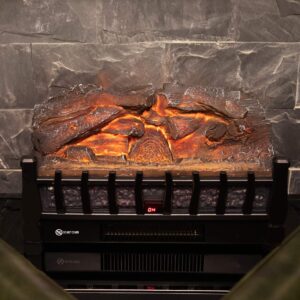 Regal Flame 20 Inch Electric Fireplace Log Realistic Ember Bed Insert with Heater in Oak