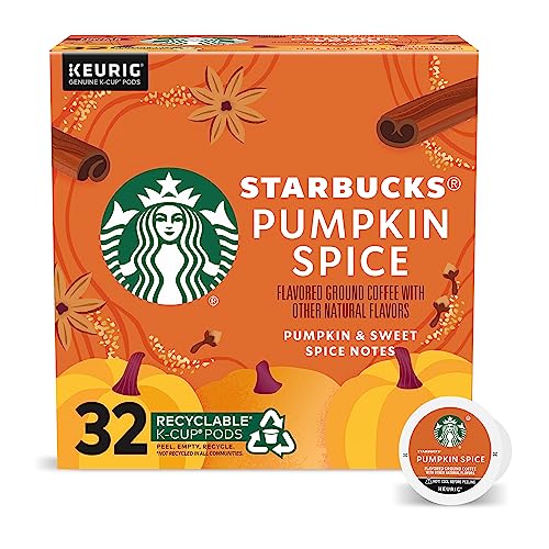 Starbucks K-Cup Coffee Pods—Pumpkin Spice Flavored Coffee—100% Arabica—Naturally Flavored—1 box (32 pods)