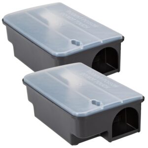 köder-discount: mouse & rat trap, effective rat bait station for home garden & industry, sturdy plastic, non-electric, bait box for laying out rats, black box with transparent lid (2)