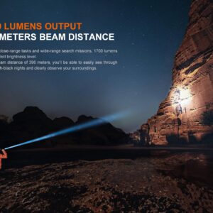 Fenix PD36R V2.0 1700 Lumen Rechargeable Flashlight, USB-C Tactical Duty Light with Battery, and LumenTac Organizer