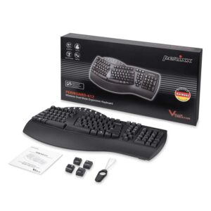 Perixx Periboard-612B Wireless Ergonomic Split Keyboard with Dual Mode 2.4G and Bluetooth Feature, Compatible with Windows 10 and Mac OS X System, Black, US English Layout