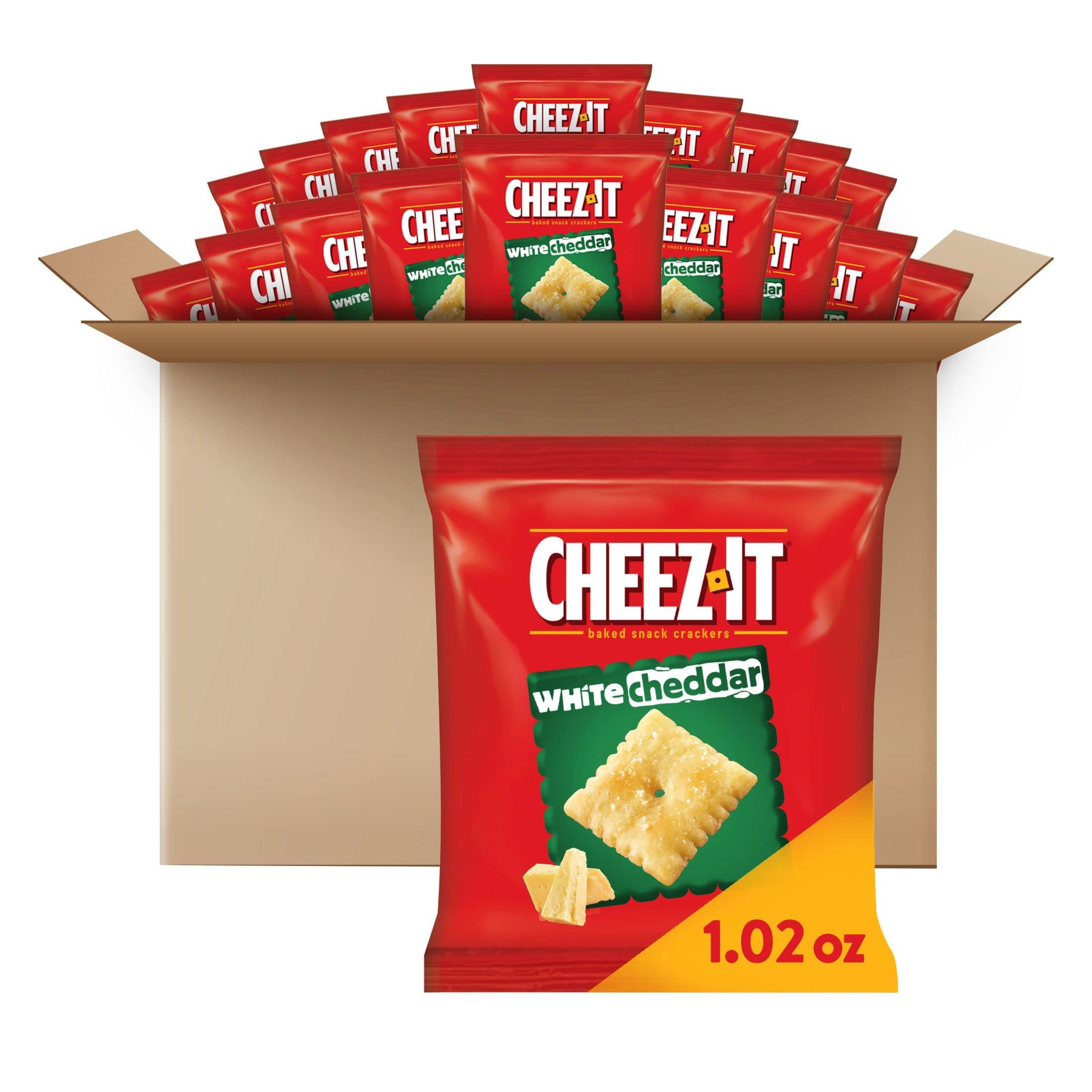 Cheez-It Cheese Crackers, Baked Snack Crackers, Lunch Snacks, White Cheddar (40 Packs)