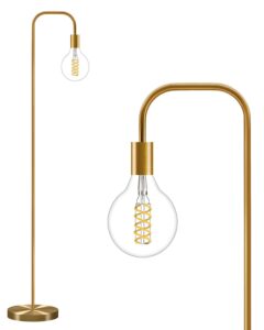 oneach 63.75'' industrial antique brass gold minimalist floor lamp for living room, bedroom and office