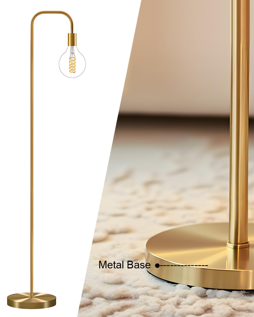 Oneach 63.75'' Industrial Antique Brass Gold Minimalist Floor Lamp for Living Room, Bedroom and Office