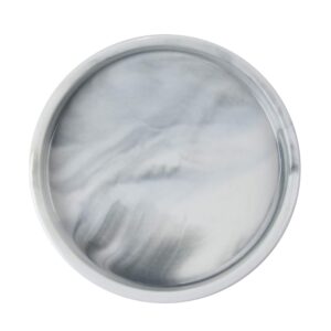 stone texture marble plate ceramic ring holder jewelry dish perfume tray decorative dresser organizer makeup tray for vanity, dresser, bathroom, bedroom (grey, circular, 6.5")