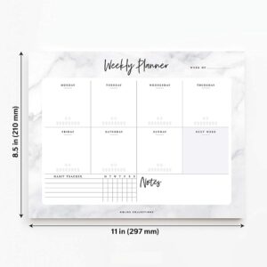 Bliss Collections Weekly Planner, Marble, Undated Tear-Off Sheets Notepad Includes Calendar, Organizer, Scheduler for Goals, Tasks, Ideas, Notes and To Do Lists, 8.5"x11" (50 Sheets)