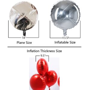 18" Silver Round Shaped Foil Balloons Mylar Helium Balloons for Birthday Party Wedding Baby Shower Decorations, Pack of 20