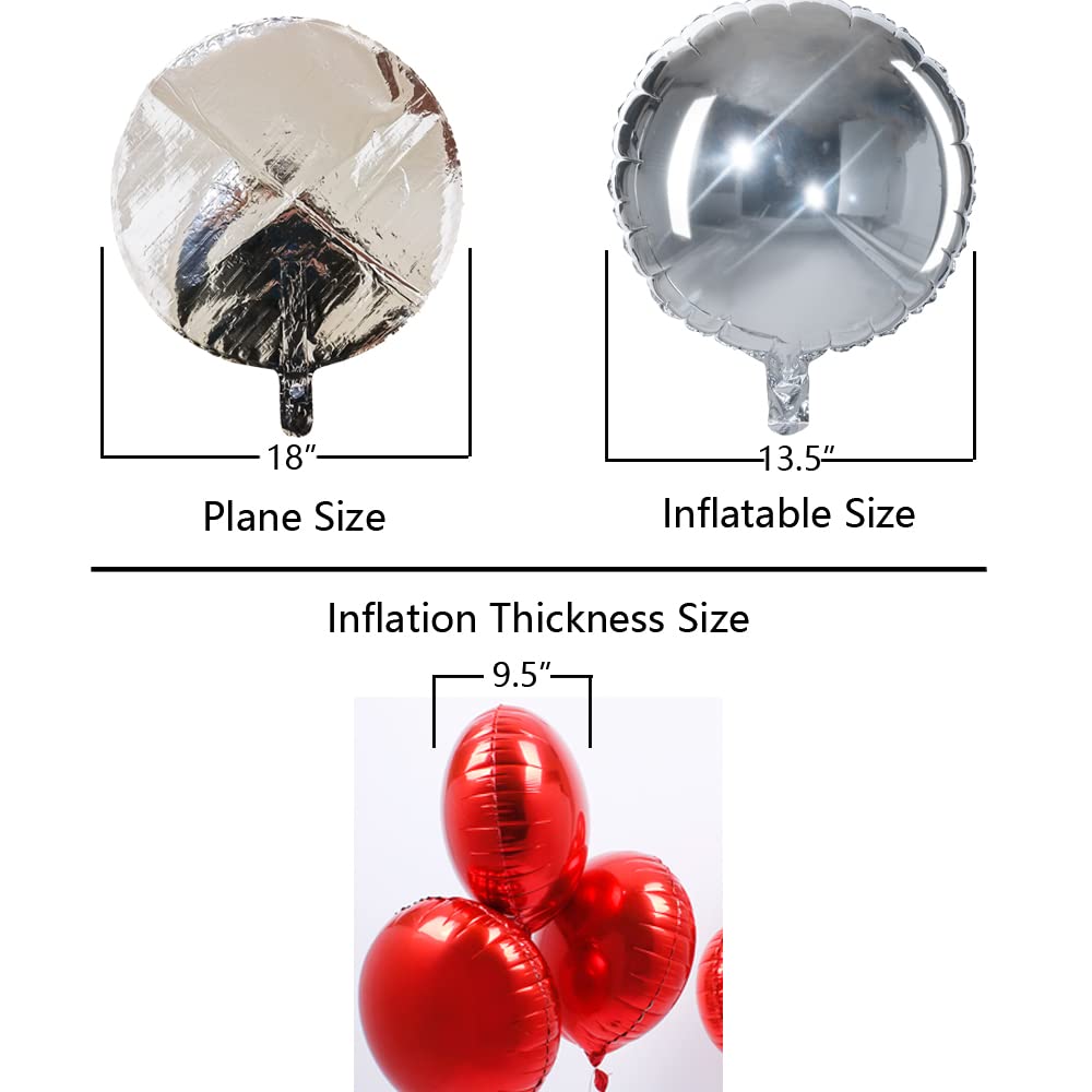 18" Silver Round Shaped Foil Balloons Mylar Helium Balloons for Birthday Party Wedding Baby Shower Decorations, Pack of 20