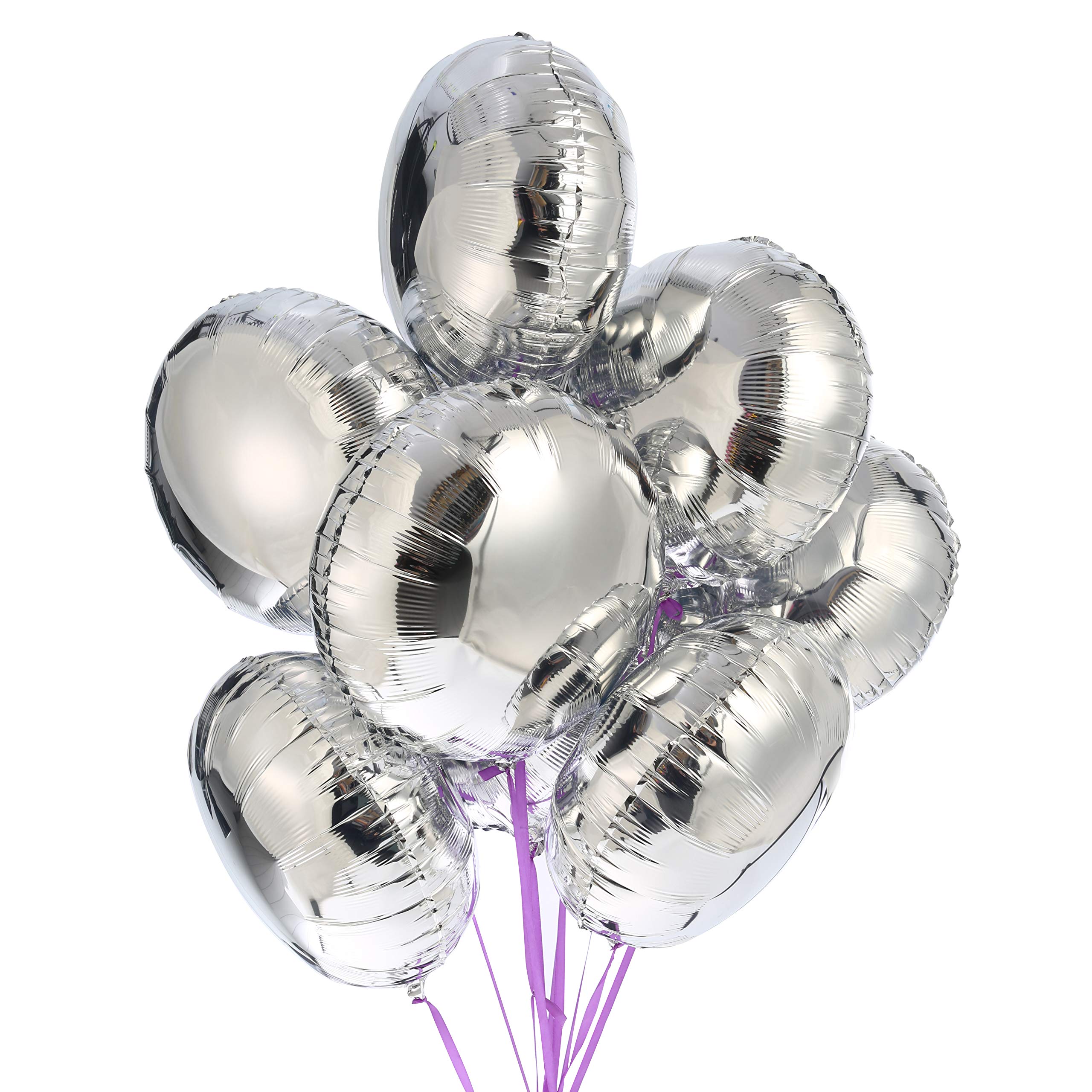 18" Silver Round Shaped Foil Balloons Mylar Helium Balloons for Birthday Party Wedding Baby Shower Decorations, Pack of 20