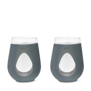 host revive wine glass drinkware, 8 oz, grey