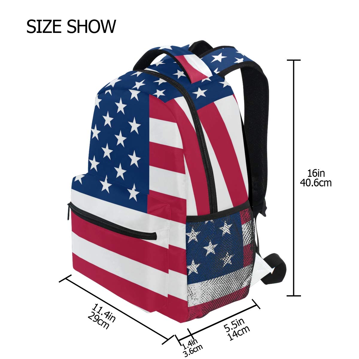 Nander Backpack Travel American Flag School Bookbags Shoulder Laptop Daypack College Bag for Womens Mens Boys Girls