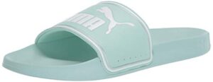 puma leadcat slide sandal, mist green white silver, 7 m us