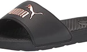 PUMA womens Cool Cat Slide Sandal, Puma Black-rose Gold, 9 US