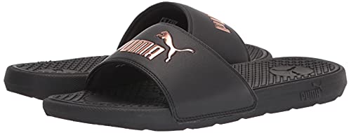 PUMA womens Cool Cat Slide Sandal, Puma Black-rose Gold, 9 US