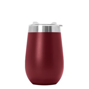 tempercraft 12 oz vacuum insulated stainless steel wine tumbler with lid | laser engraved custom options | doubled-walled stemless travel wine glass (burgundy - blank)