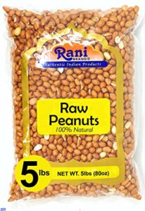 rani peanuts, raw whole with skin (uncooked, unsalted) 80oz (5lbs) 2.27kg bulk ~ all natural | vegan | kosher | gluten friendly | fresh product of usa ~ spanish grade groundnut/red-skin