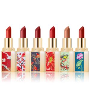 ownest 6 colors china style matte lipstick set, long lasting moisturizing non-marking, waterproof non-stick cup palace style rouge lipstick