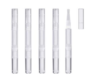 islmlisa e-lishine 3 ml transparent twist pens empty nail oil pen with brush tip,lip gloss container applicators growth liquid tube,set of 5