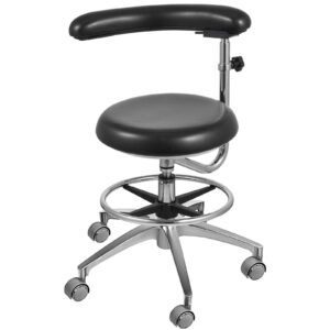 aries outlets black dental assistant stool 360° rotation armrest pu leather backrest medical office