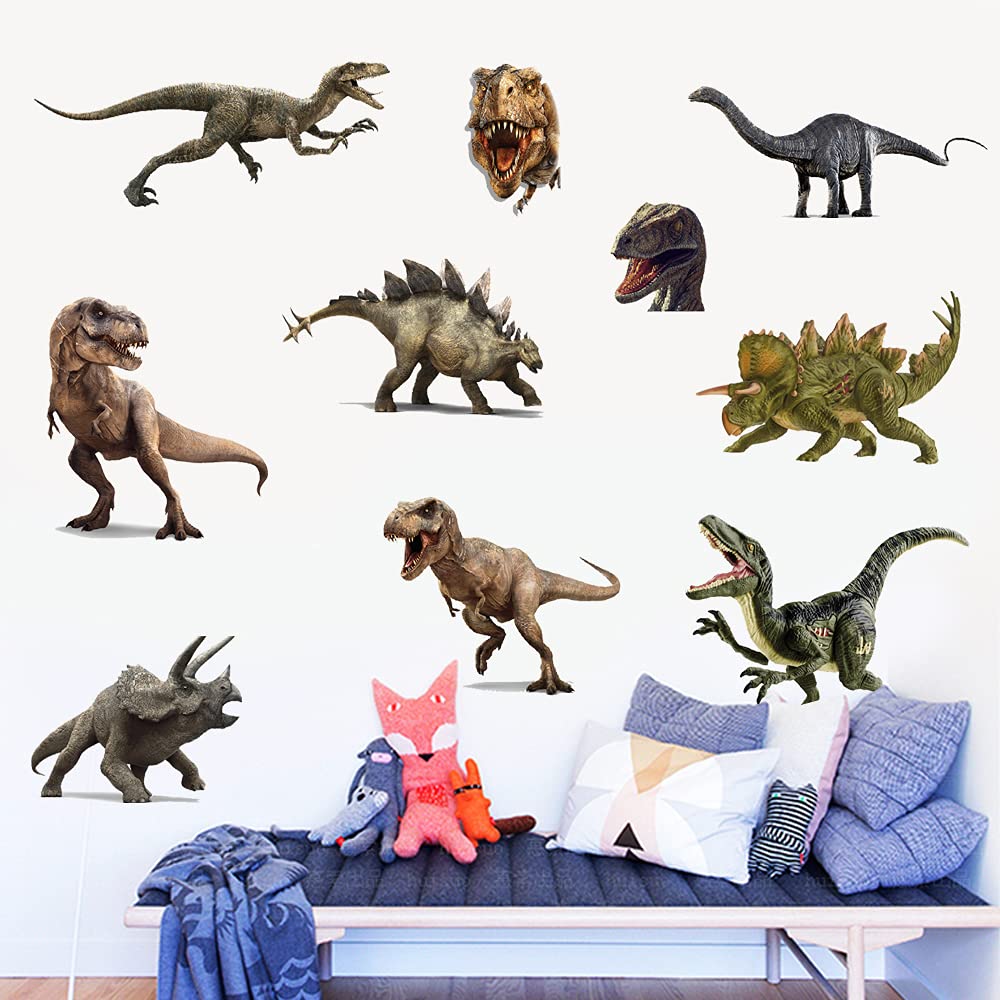 Kiddle 3D Watercolour Dinosaur Kids Wall Stickers, Peel and Stick Removable Wall Decals for Kids Nursery Bedroom Living Room