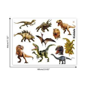 Kiddle 3D Watercolour Dinosaur Kids Wall Stickers, Peel and Stick Removable Wall Decals for Kids Nursery Bedroom Living Room