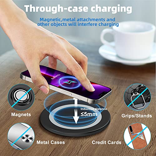 Desk Wireless Charger,JE Make IT Simple Desktop Grommet Power Wireless Charging Pad, for iPhone, Samsung, Airpods and All Phones with Wireless Charging (Black)…