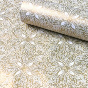 poetryhome vintage champagne vinyl kitchen drawer liner removable waterproof self adhesive wall paper shelf liner for bathroom cabinets dressser refrigerator walls 17.7x117 inches