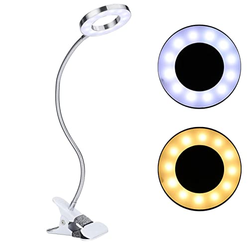 Duevin Clip Lamp USB Circle Makeup Lamp LED Portable Desk Light LED Tattoo Lamp Portable Tattoo Reading Light for Eyebrow Eyelash Extension Watch Repair Energy Saving Bright Reading Light