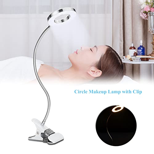 Duevin Clip Lamp USB Circle Makeup Lamp LED Portable Desk Light LED Tattoo Lamp Portable Tattoo Reading Light for Eyebrow Eyelash Extension Watch Repair Energy Saving Bright Reading Light