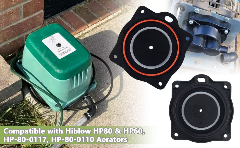 HP60/80 Air Pump Rebuild Kit for Hiblow HP 80, HP 60 Aerators, HP-80-0110, Included Diaphram, Filter and Screws Kit.