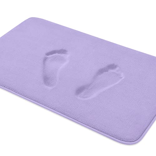 MAYSHINE Memory Foam Non Slip Anti Fatigue Bath Mat | Thick Absorbent Plush Velvet Bathroom Rug - Machine Washable, 34x19, Lavender