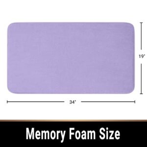 MAYSHINE Memory Foam Non Slip Anti Fatigue Bath Mat | Thick Absorbent Plush Velvet Bathroom Rug - Machine Washable, 34x19, Lavender