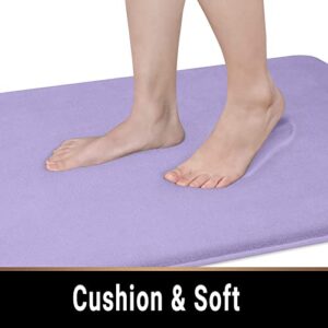 MAYSHINE Memory Foam Non Slip Anti Fatigue Bath Mat | Thick Absorbent Plush Velvet Bathroom Rug - Machine Washable, 34x19, Lavender