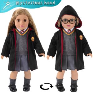 Magic School Uniform Inspired Costume Doll Clothes Clothing Outfits Accessories Set 10 Pcs for 18 inch Girl Dolls