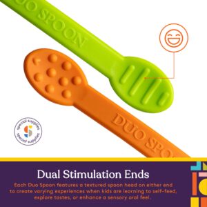 Special Supplies Duo Spoon Oral Motor Therapy Tools, 3 Pack, Textured Stimulation and Sensory Input Treatment for Babies, Toddlers or Kids, BPA Free Silicone with Flexible, Easy Handle