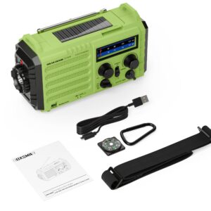 NOAA Weather Radio, Emergency Hand Crank Radio with Solar Charger, Portable Battery Operated AM FM Shortwave Radio with LED Flashlight, USB Charger, Earbud Jack, SOS Alert for Home Survival Hurricane