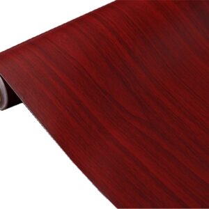 Dark Red Wood Film Peel Stick Wood Grain Wallpaper Adhesive Paper Vinyl Funitures Drawer Shelf Liners Stickers,15.8inch by 79inch