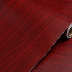 Dark Red Wood Film Peel Stick Wood Grain Wallpaper Adhesive Paper Vinyl Funitures Drawer Shelf Liners Stickers,15.8inch by 79inch