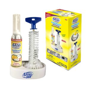 sani 360° sani sticks garbage disposal cleaner kit —lemon scent, 10 oz bottle of foam with cleaning brush and tray - 8 to 10 uses