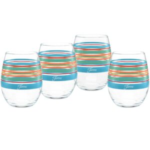 officially licensed fiesta stripes 15-ounce stemless wine glass (set of 4) (rainbow radiance collection)