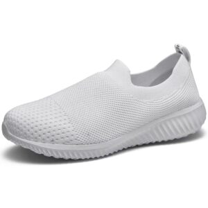 lancrop women's walking nurse shoes - mesh slip on comfortable sneakers 5 us, label 35 all white