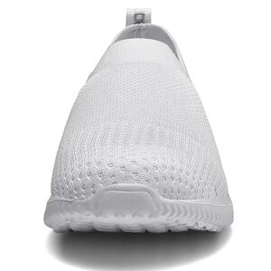 LANCROP Women's Walking Nurse Shoes - Mesh Slip on Comfortable Sneakers 9.5 US, Label 41 All White