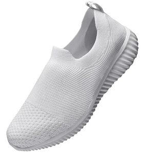 LANCROP Women's Walking Nurse Shoes - Mesh Slip on Comfortable Sneakers 9.5 US, Label 41 All White