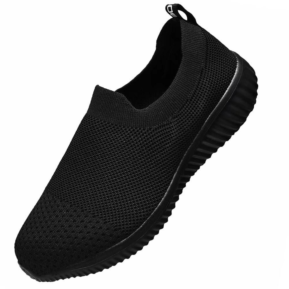 LANCROP Women's Walking Nurse Shoes - Mesh Slip on Comfortable Sneakers 6 US, Label 36 All Black