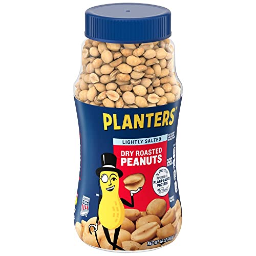 Planters Lightly Salted Dry Roasted Peanuts, 16.0 oz Jar (Pack of 6)