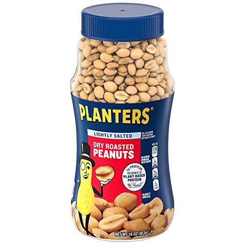 Planters Lightly Salted Dry Roasted Peanuts, 16.0 oz Jar (Pack of 6)