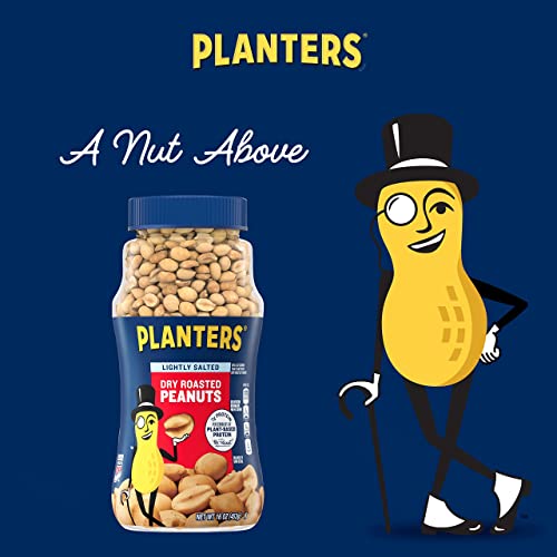 Planters Lightly Salted Dry Roasted Peanuts, 16.0 oz Jar (Pack of 6)